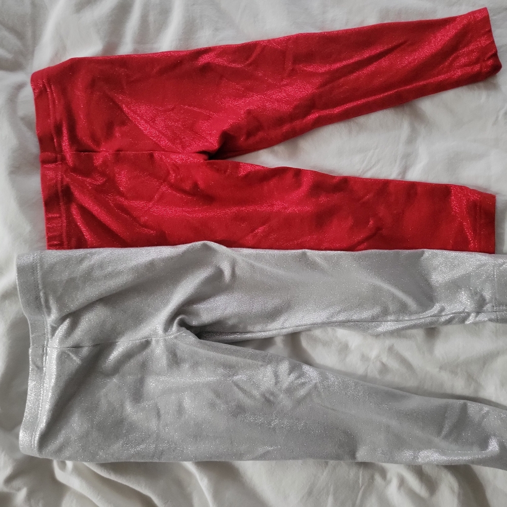 Red and Silver Kids Leggings Size 2T